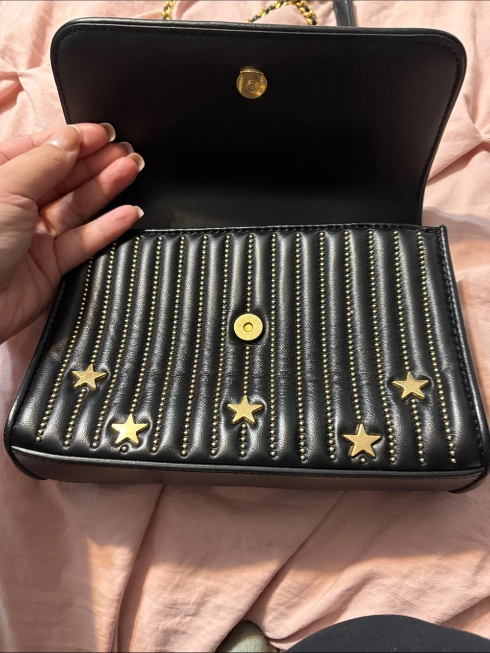 Tory Burch Black Quilted Leather Star-Stud Shoulder Bag